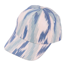 Load image into Gallery viewer, Handmade Ikat Patterned Blue and White Cotton Baseball Cap - Intrepid Blue | NOVICA
