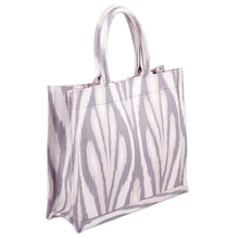 Load image into Gallery viewer, Handmade Grey and White Ikat Patterned Cotton Tote Bag - Splendorous Grey | NOVICA
