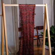 Load image into Gallery viewer, Handwoven Striped Soft Black and Crimson Cashmere Wool Scarf - Regal Pleasure in Crimson | NOVICA
