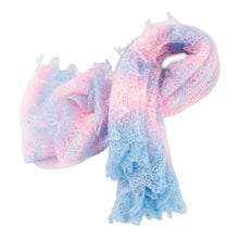 Load image into Gallery viewer, Handwoven Striped 100% Cashmere Wool Scarf in Pink and Blue - Ethereal Whispers | NOVICA
