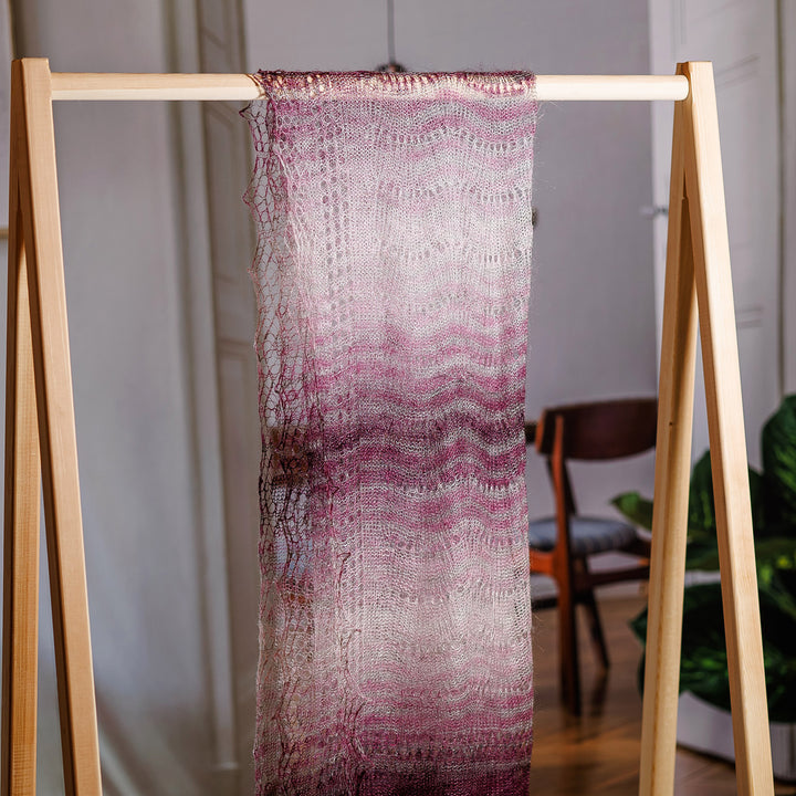 Handwoven Soft 100% Cashmere Wool Scarf in Fuchsia and White - Lilac Luxury | NOVICA