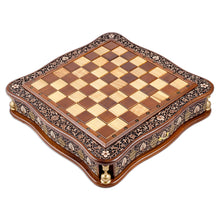 Load image into Gallery viewer, Polished Classic Floral Hand-Carved Walnut Wood Chess Set - Palace&#39;s Challenge | NOVICA
