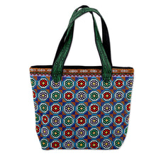 Load image into Gallery viewer, Floral Mosaic-Themed Iroki Embroidered Tote Bag - Blooming Days | NOVICA
