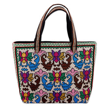 Load image into Gallery viewer, Floral and Leafy Patterned Iroki Embroidered Tote Bag - Classic Everyday | NOVICA

