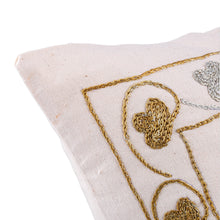 Load image into Gallery viewer, Suzani Embroidered Golden and Silver Cotton Pillow Sham - Divine Eden | NOVICA
