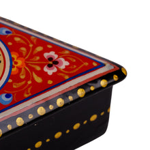Load image into Gallery viewer, Handmade Red Triangular Jewelry Box with Round Floral Detail - Triangular Romance | NOVICA
