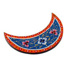Load image into Gallery viewer, Lacquered Hand-Painted Papier Mache Crescent Moon Magnet - Spectacular Crescent | NOVICA
