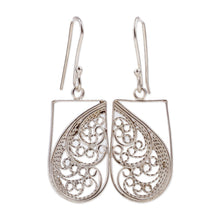 Load image into Gallery viewer, Rectangular Sterling Silver Filigree Dangle Earrings - Fairy Window | NOVICA
