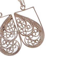 Load image into Gallery viewer, Rectangular Sterling Silver Filigree Dangle Earrings - Fairy Window | NOVICA

