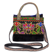 Load image into Gallery viewer, Viscose Sling Bag with Classic Floral Embroidered Pattern - Grace in Uzbekistan | NOVICA
