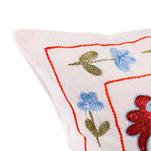 Load image into Gallery viewer, Green, Red and Blue Embroidered Cotton Pillow Sham - Bewitched Forest | NOVICA
