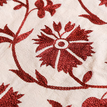 Load image into Gallery viewer, Traditional Embroidered Red Cotton and Viscose Table Runner - Romantic Treat | NOVICA
