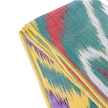 Load image into Gallery viewer, Hand-Woven Multicolored Cotton Ikat Scarf with Fringes - Bright Colors | NOVICA
