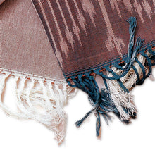 Load image into Gallery viewer, Brown Fringed Cotton Ikat Scarf Hand-Woven in Uzbekistan - Refined Elegance | NOVICA
