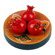 Load image into Gallery viewer, Painted Faience Pomegranate and Plate Porcelain Home Accent - Passion Dinner | NOVICA

