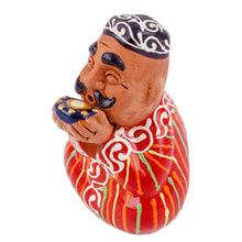 Load image into Gallery viewer, Hand-Painted Faience Red Porcelain Figurine from Uzbekistan - Red Afandi | NOVICA
