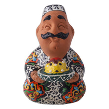 Load image into Gallery viewer, Hand-Painted Faience Black and White Porcelain Figurine - Elegant Afandi | NOVICA
