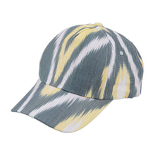 Load image into Gallery viewer, Handmade Ikat Patterned Grey and Yellow Cotton Baseball Cap - Intrepid Yellow | NOVICA
