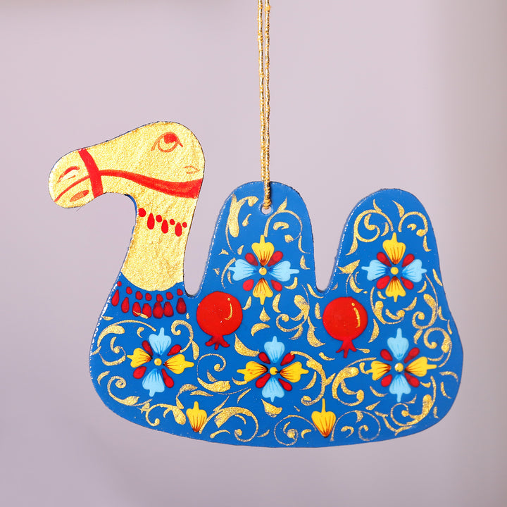 Painted Lacquered Camel-Shaped Walnut Wood Ornament - Classic Camel | NOVICA