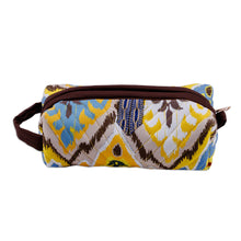 Load image into Gallery viewer, Handcrafted Colorful Ikat Cotton Cosmetic Bag with Handle - Colorful Vibes | NOVICA
