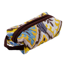 Load image into Gallery viewer, Handcrafted Colorful Ikat Cotton Cosmetic Bag with Handle - Colorful Vibes | NOVICA
