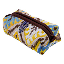 Load image into Gallery viewer, Handcrafted Colorful Ikat Cotton Cosmetic Bag with Handle - Colorful Vibes | NOVICA
