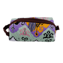 Load image into Gallery viewer, Handmade Cotton Cosmetic Bag with Handle and Ikat Patterns - Dreamy Designs | NOVICA
