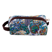 Load image into Gallery viewer, Handcrafted Floral Ikat Cotton Cosmetic Bag with Handle - Gorgeous Garden | NOVICA
