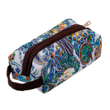 Load image into Gallery viewer, Handcrafted Floral Ikat Cotton Cosmetic Bag with Handle - Gorgeous Garden | NOVICA
