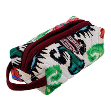 Load image into Gallery viewer, Handmade Ikat Cotton Cosmetic Bag with Handle &amp; Brass Zipper - Vibrant Colors | NOVICA
