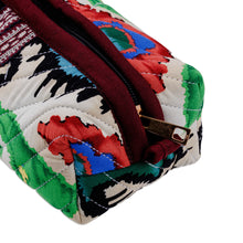 Load image into Gallery viewer, Handmade Ikat Cotton Cosmetic Bag with Handle &amp; Brass Zipper - Vibrant Colors | NOVICA
