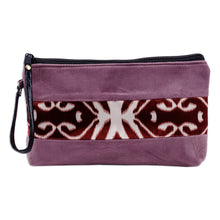 Load image into Gallery viewer, Purple Wristlet with Ikat Accent Handcrafted in Uzbekistan - Glam Radiance | NOVICA
