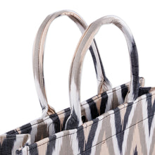 Load image into Gallery viewer, Handcrafted Ikat Cotton Tote Bag in Brown Black and White - Splendorous Style | NOVICA
