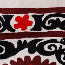 Load image into Gallery viewer, Floral Red and Black Cotton Tote Bag Handmade in Uzbekistan - Tashkent&#39;s Crimson Garden | NOVICA
