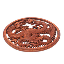 Load image into Gallery viewer, Carved Wood Dragon Relief Panel - Naga Duality | NOVICA
