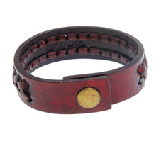 Load image into Gallery viewer, Leather bracelet - Red Kingdom Warrior | NOVICA

