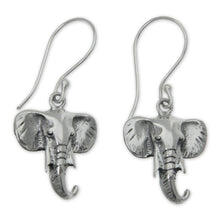 Load image into Gallery viewer, Sterling silver dangle earrings - Balinese Elephants | NOVICA
