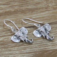 Load image into Gallery viewer, Sterling silver dangle earrings - Balinese Elephants | NOVICA
