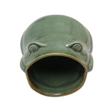 Load image into Gallery viewer, Handcrafted Frog Shaped Glazed Ceramic Salt Cellar - Opera Frog | NOVICA
