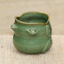 Load image into Gallery viewer, Handcrafted Frog Shaped Glazed Ceramic Salt Cellar - Opera Frog | NOVICA
