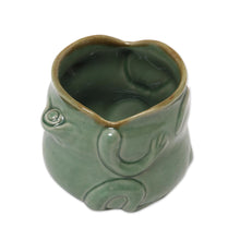 Load image into Gallery viewer, Handcrafted Frog Shaped Glazed Ceramic Salt Cellar - Opera Frog | NOVICA
