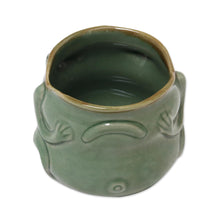 Load image into Gallery viewer, Handcrafted Frog Shaped Glazed Ceramic Salt Cellar - Opera Frog | NOVICA
