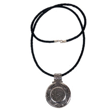 Load image into Gallery viewer, Artisan Crafted Necklace Sterling Silver on Leather - Circular Visions | NOVICA
