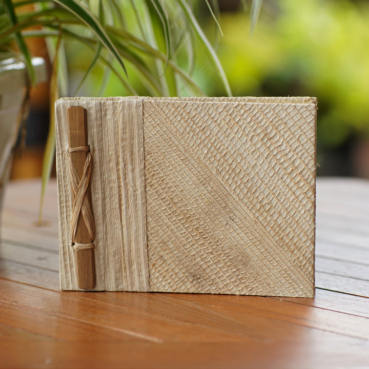 Artisan Crafted Natural Fiber Notebook with 40 Blank Pages - Banana Cream | NOVICA