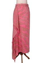 Load image into Gallery viewer, Handmade Pink and Brown Rayon Sarong from Indonesia - Coral Flow | NOVICA
