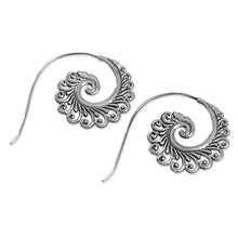 Load image into Gallery viewer, Hand Made Sterling Silver Spiral Drop Earrings Indonesia - Peacock Lace | NOVICA
