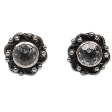 Load image into Gallery viewer, Hand Made Blue Topaz Stud Earrings from Indonesia - Little Happiness in Blue | NOVICA
