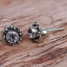 Load image into Gallery viewer, Hand Made Blue Topaz Stud Earrings from Indonesia - Little Happiness in Blue | NOVICA
