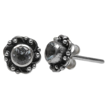 Load image into Gallery viewer, Hand Made Blue Topaz Stud Earrings from Indonesia - Little Happiness in Blue | NOVICA
