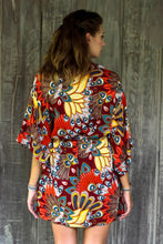 Load image into Gallery viewer, Multicolored Floral Rayon Robe in Hot Colors from Bali - Brush Feathers | NOVICA
